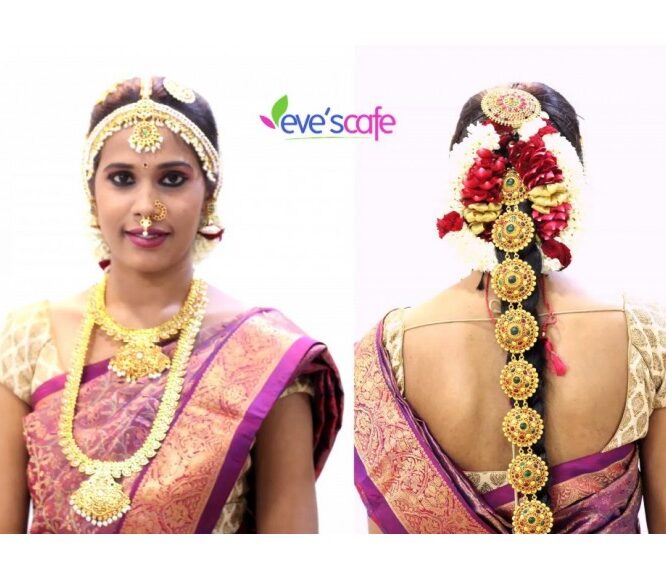 Popular South Indian Bridal Makeup | Bridal Hairstyle with Traditional Bridal Accessories