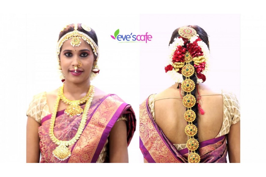 Popular South Indian Bridal Makeup | Bridal Hairstyle with Traditional Bridal Accessories