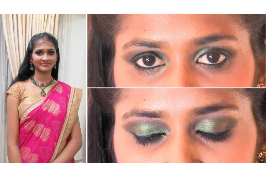 Indian Festival Makeup | Green Smokey Eye Makeup